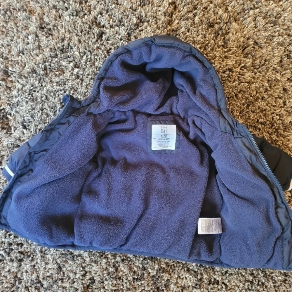 GAP Baby Coldcontrol Navy Fleece Lined Puffer Coat Size 6-12 Months